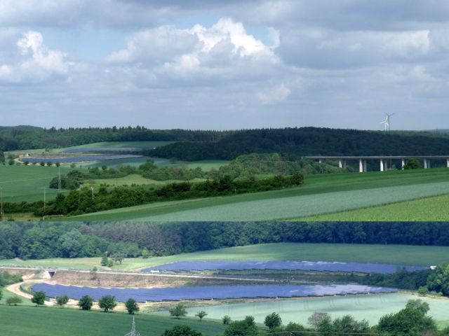 Heckfelder Solarpark mit Aurobahnbrcke
